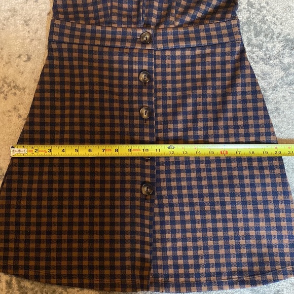 Adorable topshop brown navy plaid deep v button jumper dress 8 - Picture 7 of 7